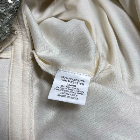 MAC DUGGAL Beige Embellished Floral High Neck Gown Size 8 - Picture 10 of 12